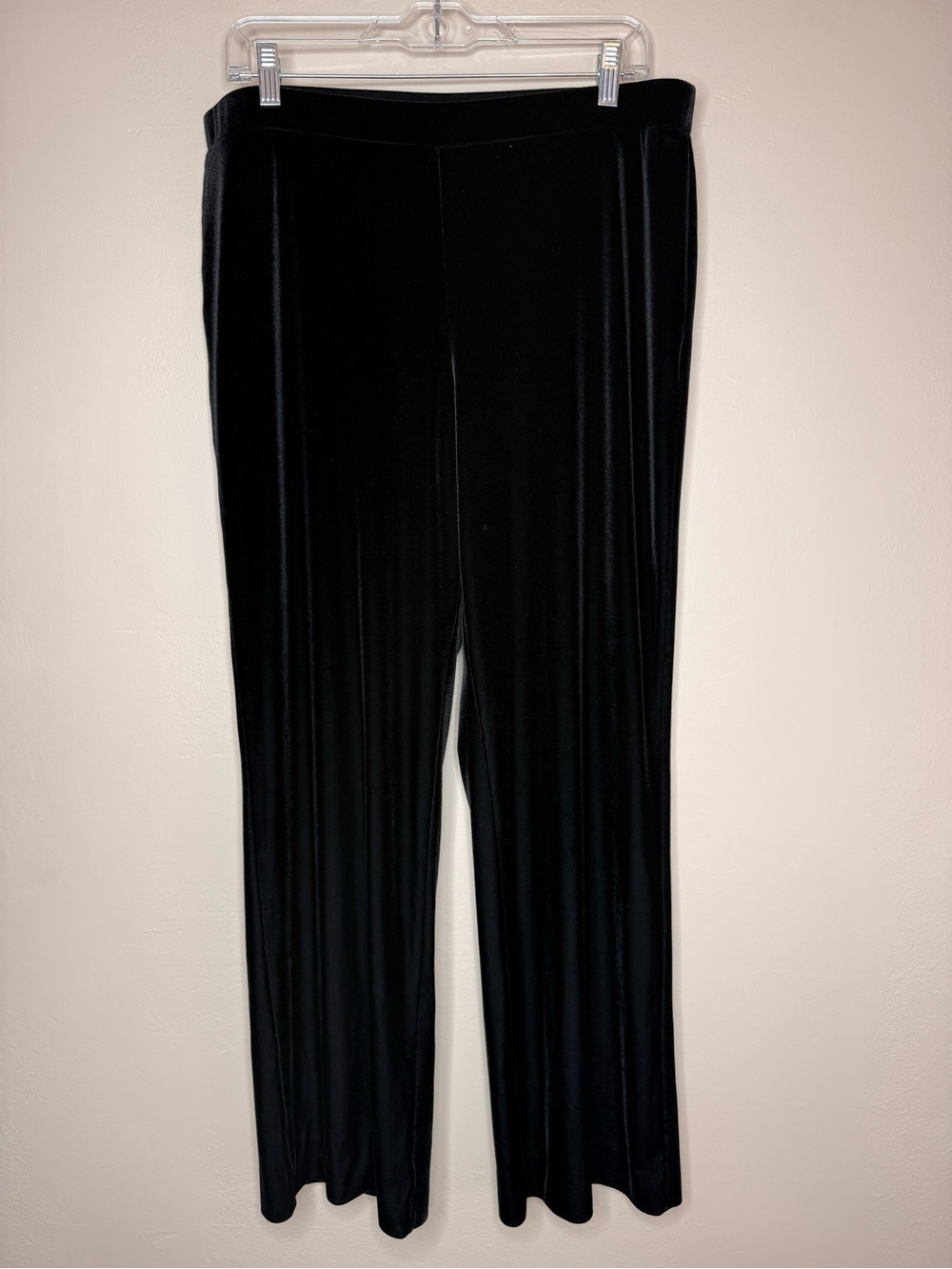 Kasper Black Velvet Elastic Waist Wide-Leg Pants Size Large